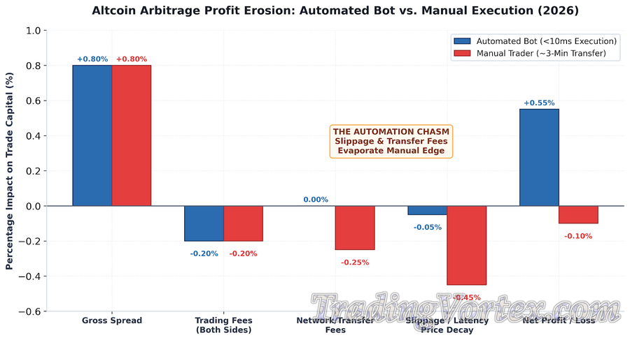 Altcoin Arbitrage Profit Erosion — Automated Bot vs. Manual Execution Framework (2026)