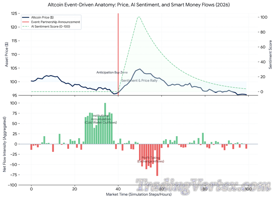 Altcoin Event-Driven Anatomy — Price, AI Sentiment, and Smart Money Flows (2026)