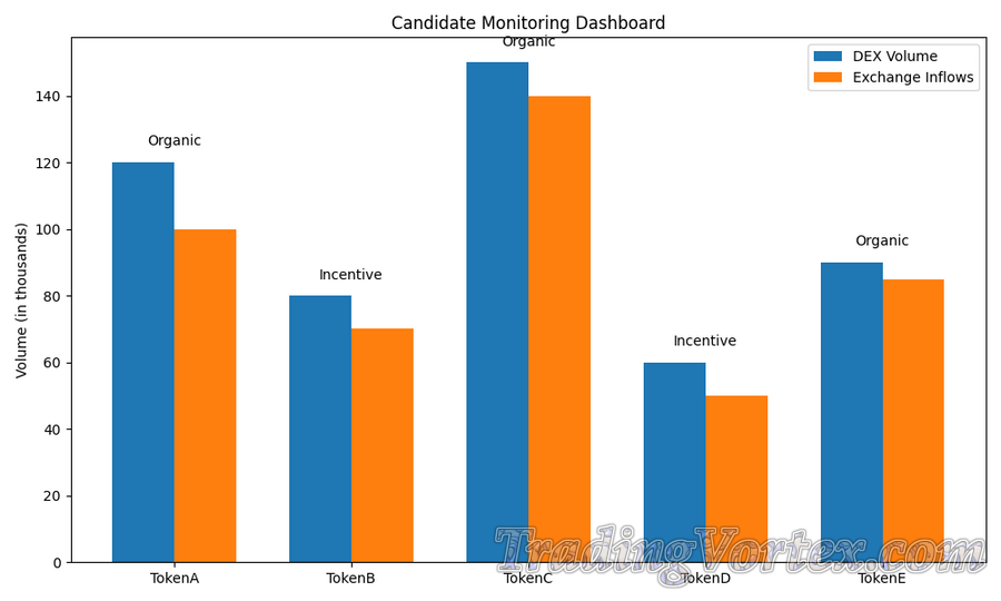 Small-Cap Candidate Monitoring Dashboard – DEX Volume vs. Exchange Inflows