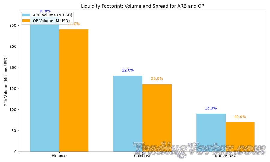 Trading Volume and Spread Comparison for ARB and OP