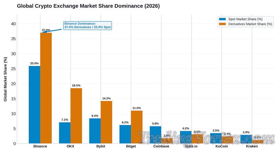Global Crypto Exchange Market Share Dominance in Spot and Derivatives Trading (2026)