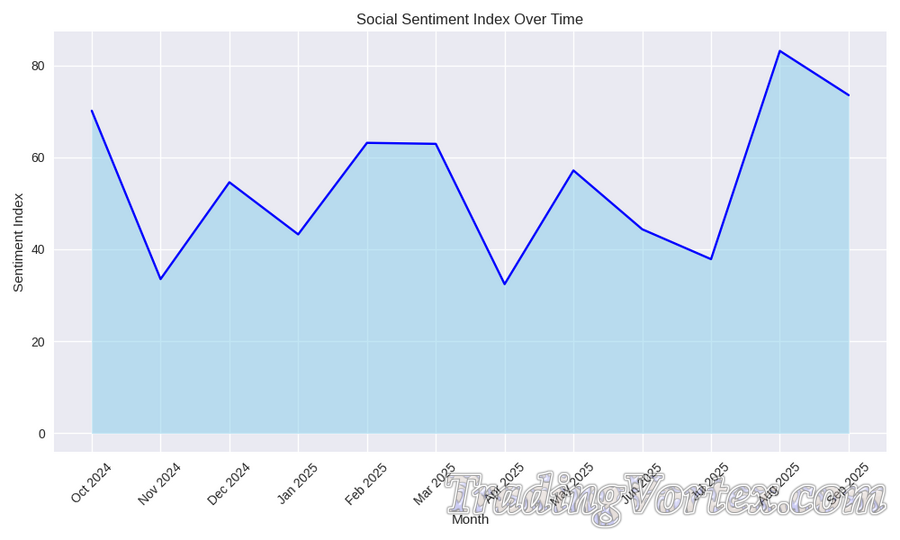 Social Sentiment Index Over Time (Area Chart) 