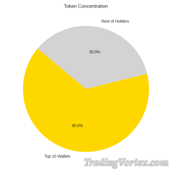 Pie chart of token supply concentration (Top 1, Top 10, Top 100, Rest)