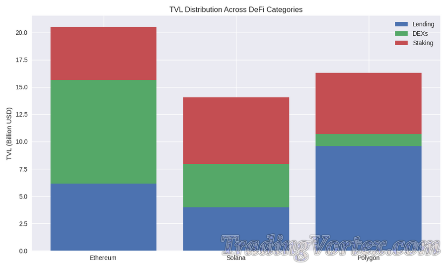 TVL Distribution Across DeFi Categories (Stacked Bar Chart)