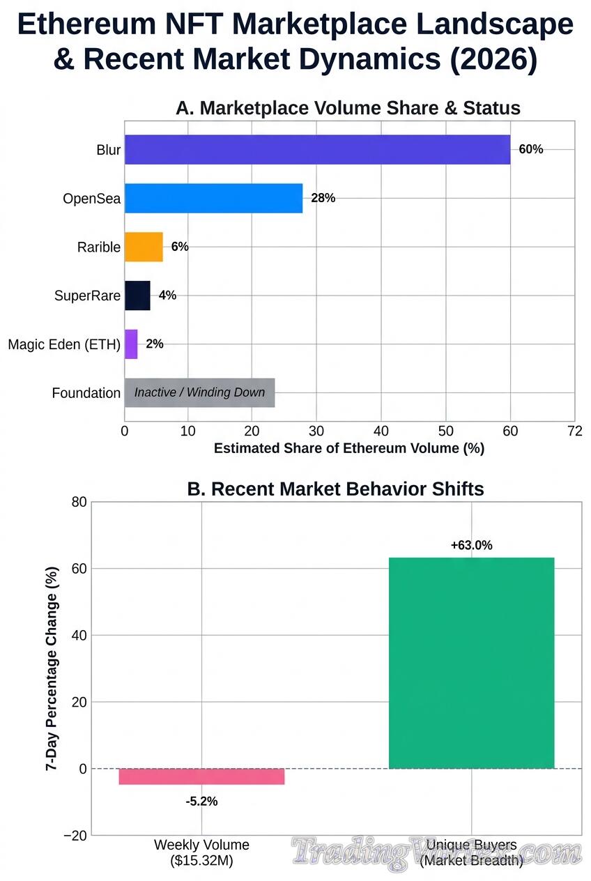 Comparative Analysis of Ethereum NFT Marketplace Volume Shares and 7-Day Market Trend Shifts (2026)