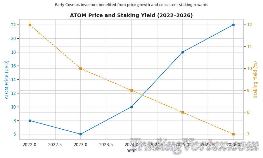 ATOM Price and Staking Yield (2022&ndash;2026)