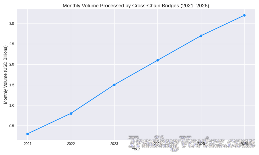 Monthly Volume Processed by Cross-Chain Bridges (2021&ndash;2026)