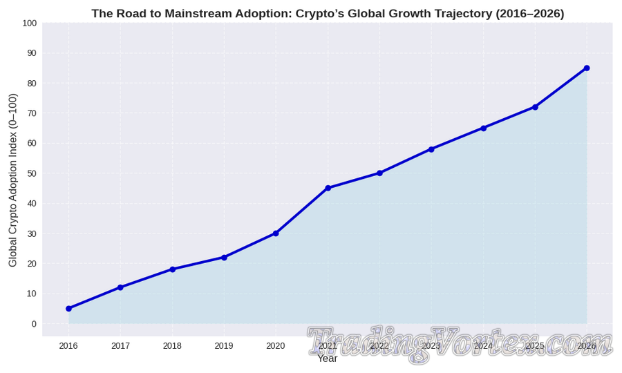 The Road to Mainstream Adoption: Crypto’s Global Growth Trajectory (2016–2026)