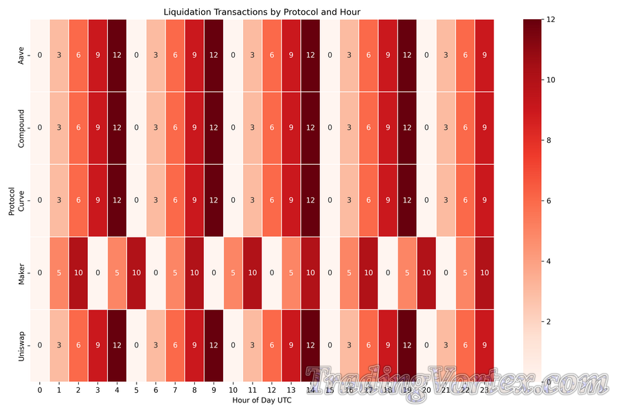 Liquidation Transaction Count Heatmap by Protocol and Hour