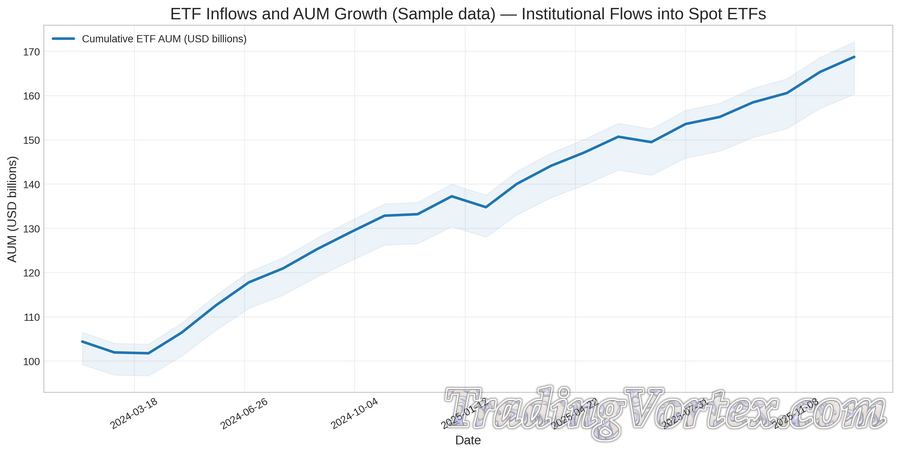 ETF Inflows and AUM Growth — Institutional Flows into Spot ETFs (Sample Series)