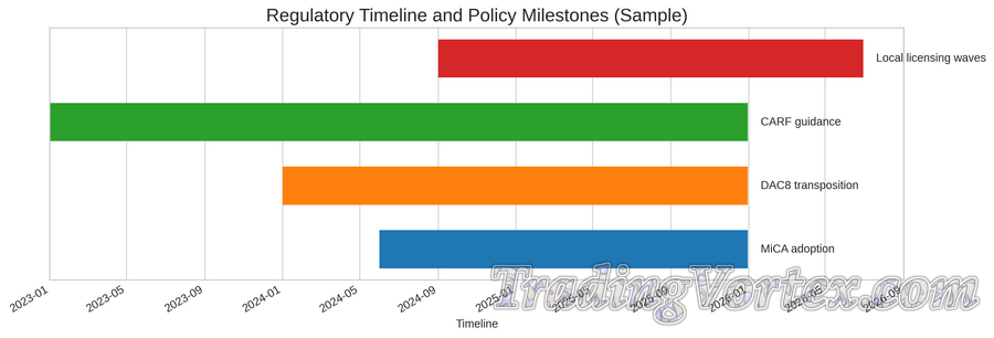 Regulatory Timeline and Policy Milestones — MiCA, DAC8, CARF and National Licensing Waves
