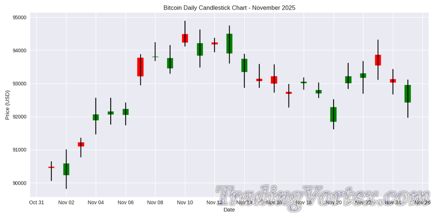 Bitcoin Daily Candlestick Chart, November 2025