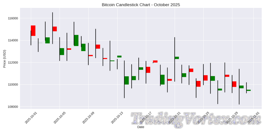 Bitcoin Candlestick Chart, October 2025