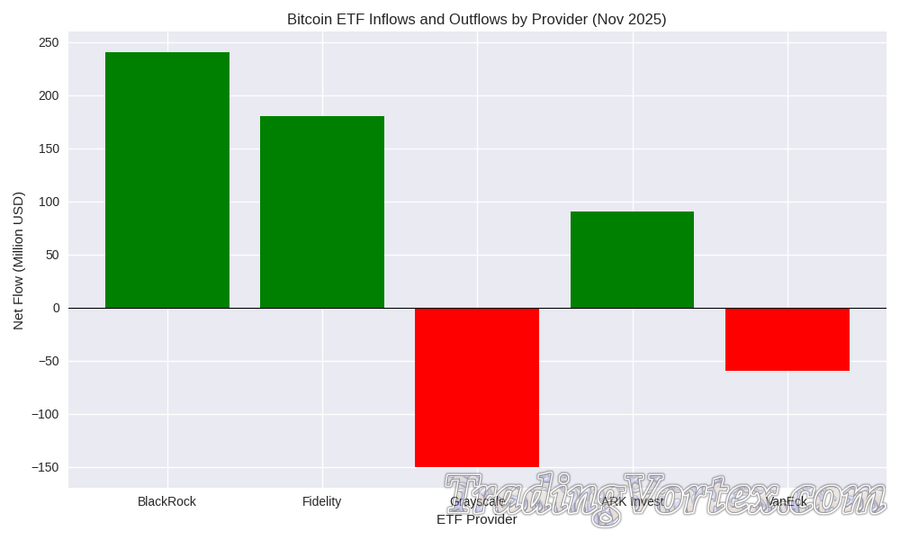 Bitcoin ETF Inflows and Outflows by Provider (November 2025)
