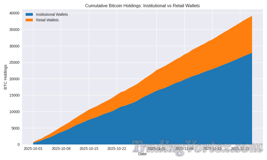 Cumulative Bitcoin Holdings: Institutional vs Retail Wallets