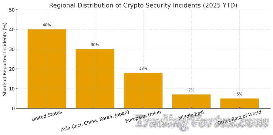 Regional Distribution of Crypto Security Incidents (2025 YTD)