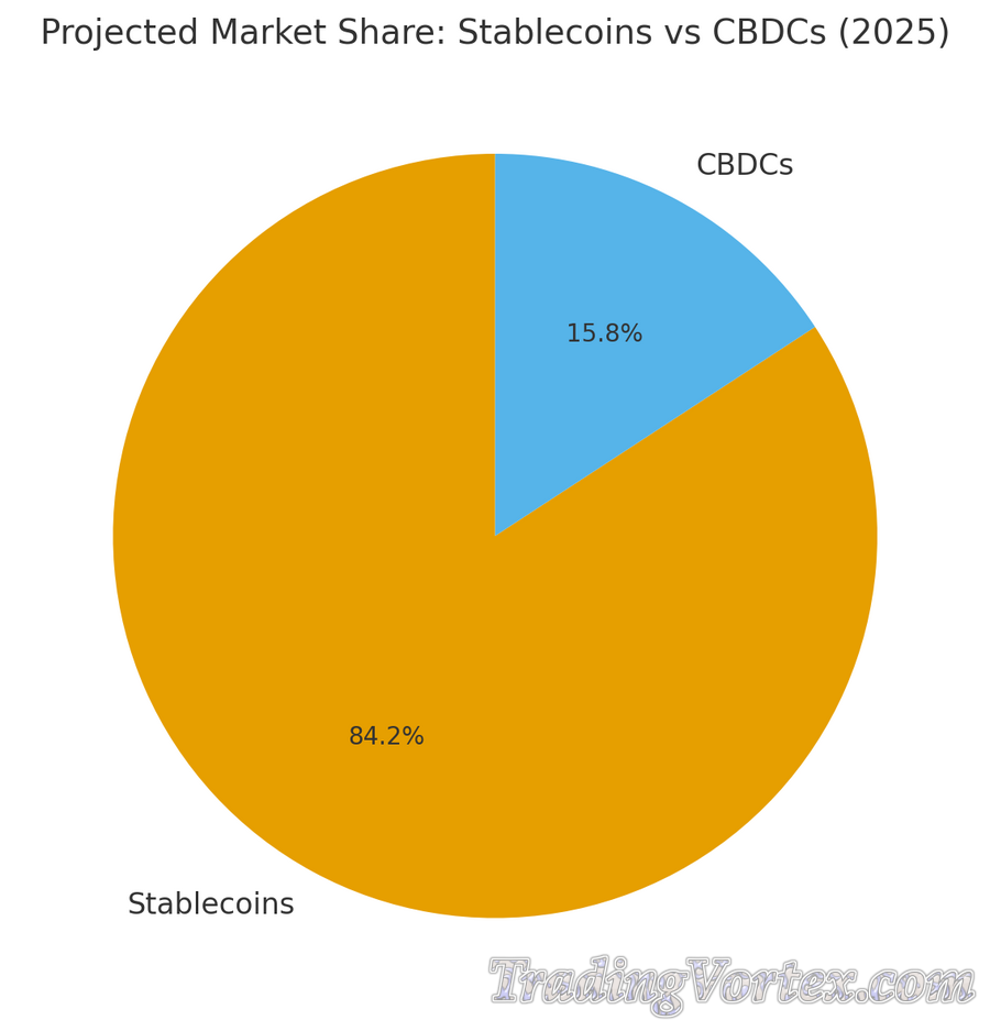 Stablecoins vs CBDCs: Projected Global Market Share in 2025