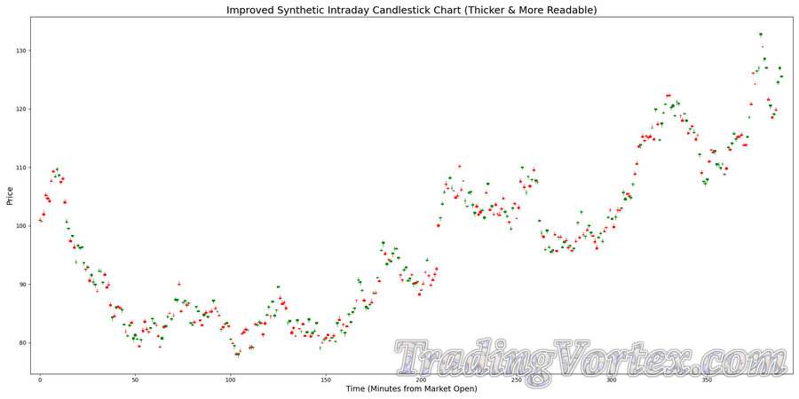 Intraday Candlestick Chart of a Fictional Stock