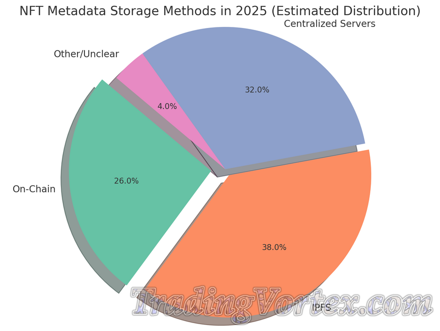 Distribution of NFT metadata storage methods in 2025