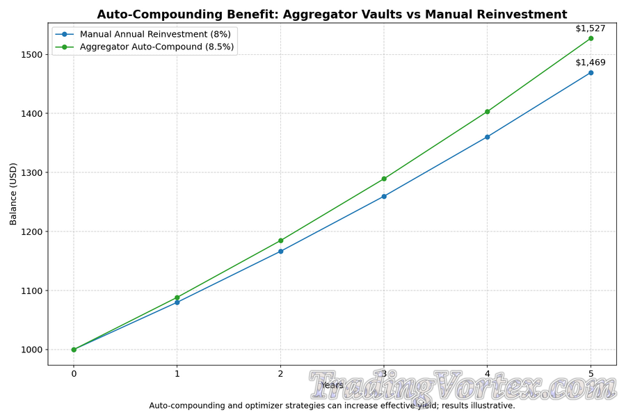 Auto‑Compounding Benefit: aggregator Vaults vs Manual Reinvestment