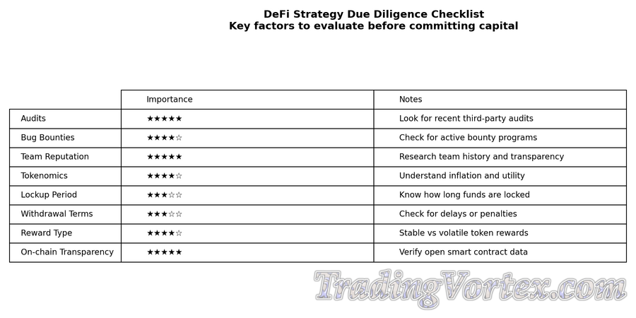 DeFi Strategy Due Diligence Checklist Table
