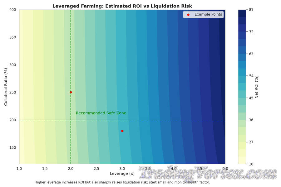 Leveraged Farming: Estimated ROI vs Liquidation Risk