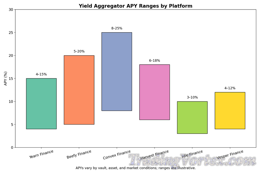 Yield Aggregator APY Ranges by Platform