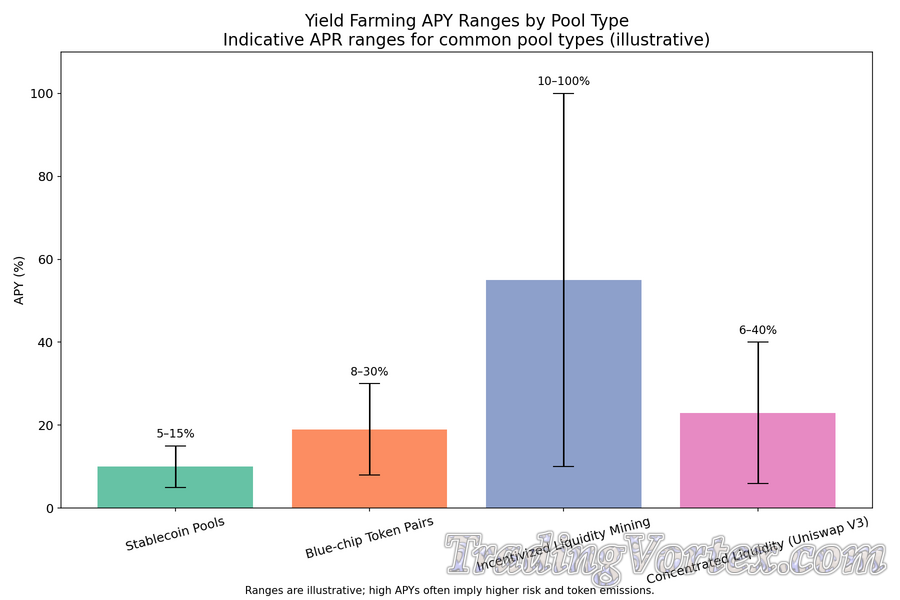 Yield Farming APY Ranges by Pool Type