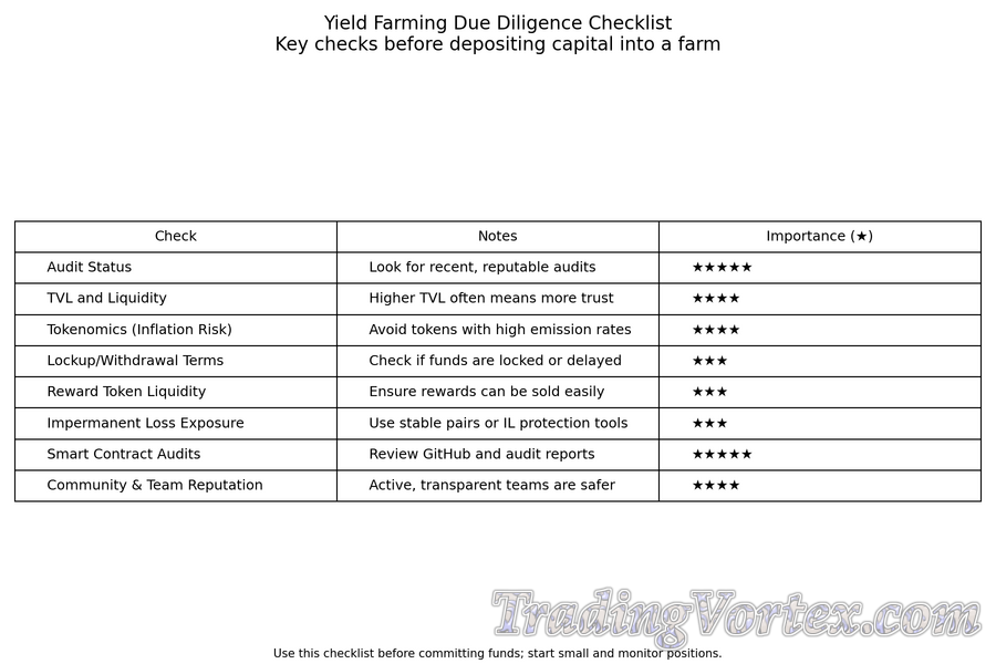 Yield Farming Due Diligence Checklist