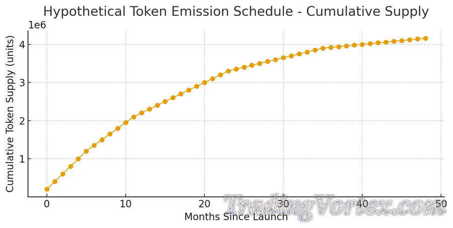 Hypothetical Token Emission Schedule - Cumulative Supply