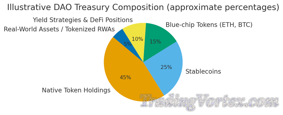 Illustrative DAO Treasury Composition (pie chart)
