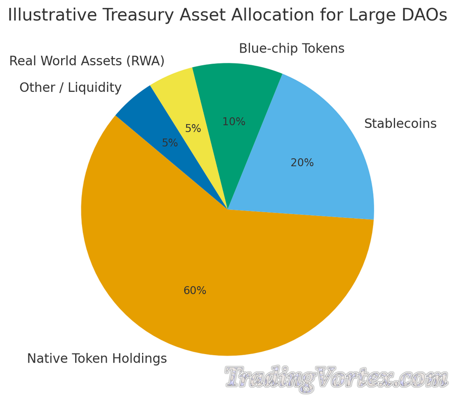 Illustrative Treasury Asset Allocation for Large DAOs (pie)