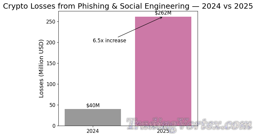 Crypto Losses from Phishing & Social Engineering &mdash; 2024 vs 2025