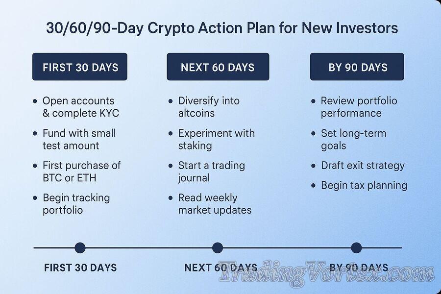 30/60/90‑Day Crypto Action Plan for Beginners