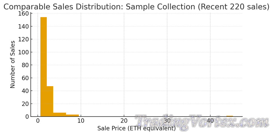 Comparable sales distribution: recent sale prices for a sample collection