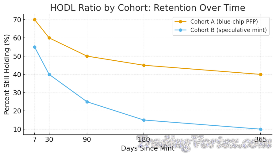 HODL ratio by cohort: retention over time
