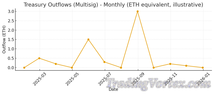 Treasury Outflows (Multisig) – Monthly (illustrative)