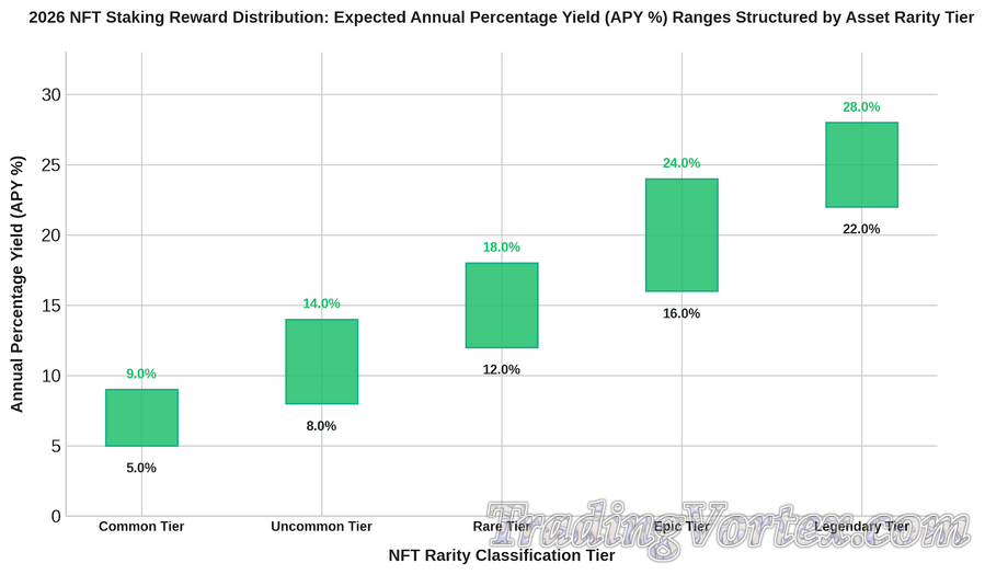 2026 NFT Staking Reward Distribution: Expected Annual Percentage Yield (APY %) Ranges Structured by Asset Rarity Tier
