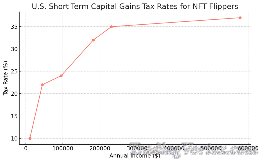 U.S. Short-Term Capital Gains Tax Rates for NFT Flippers