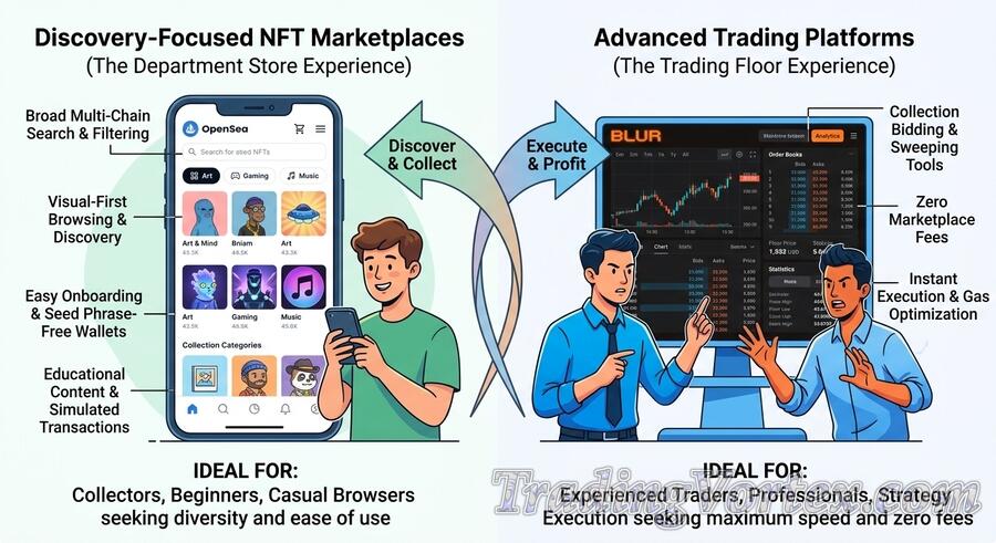Comparing NFT Platforms: Discovery Marketplaces vs. Advanced Trading Platforms &ndash; Key Features and Ideal User Priorities