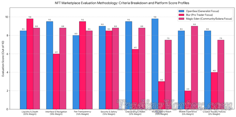 NFT Marketplace Evaluation Methodology: Weighted Evaluation Criteria Breakdown and Comparative Platform Scores