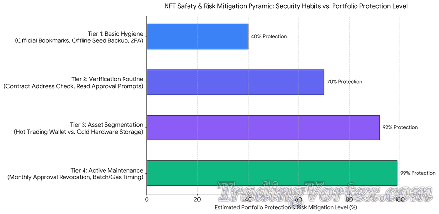 NFT Safety & Risk Mitigation Pyramid: Security Habits vs. Portfolio Protection Level