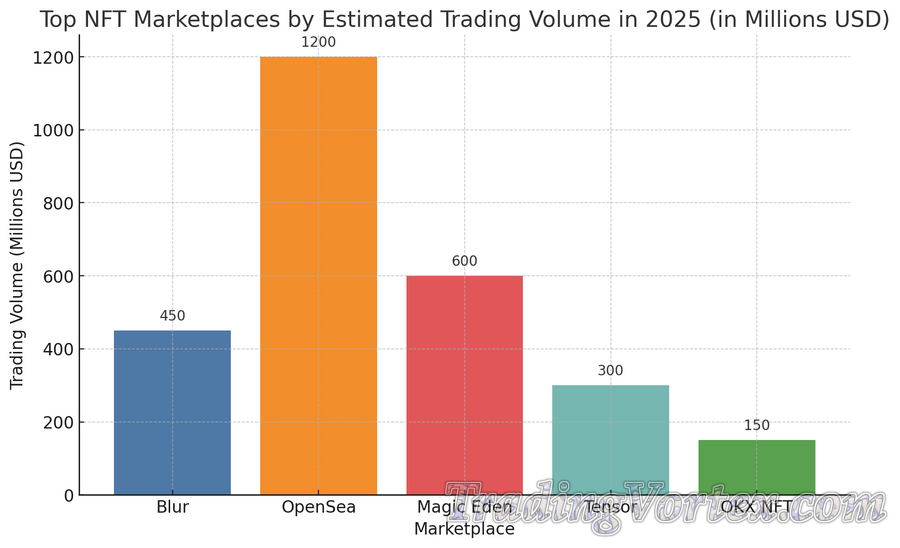 The Estimated Trading Volume for Top NFT Marketplaces in 2025