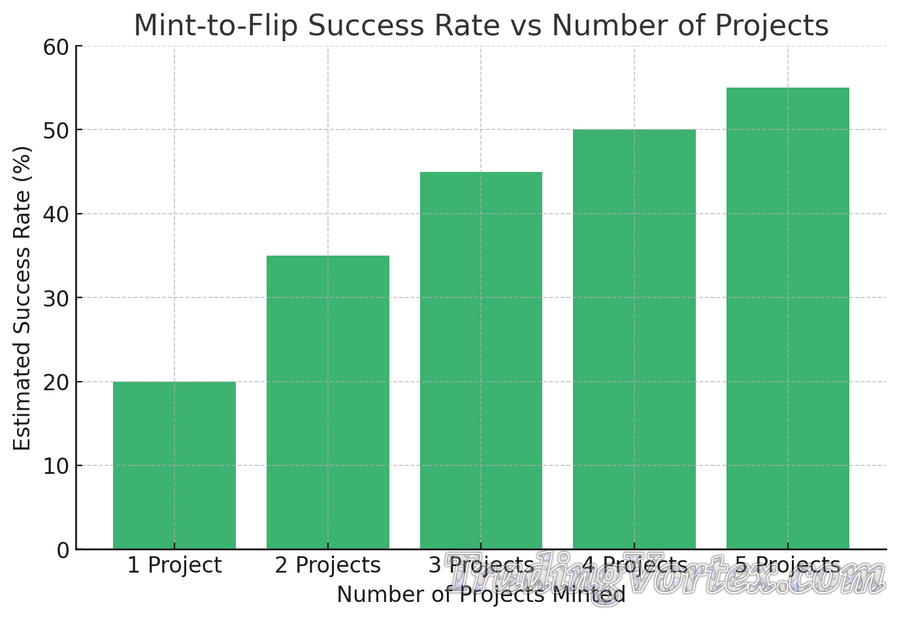 Mint-to-Flip Success Rate vs Number of Projects