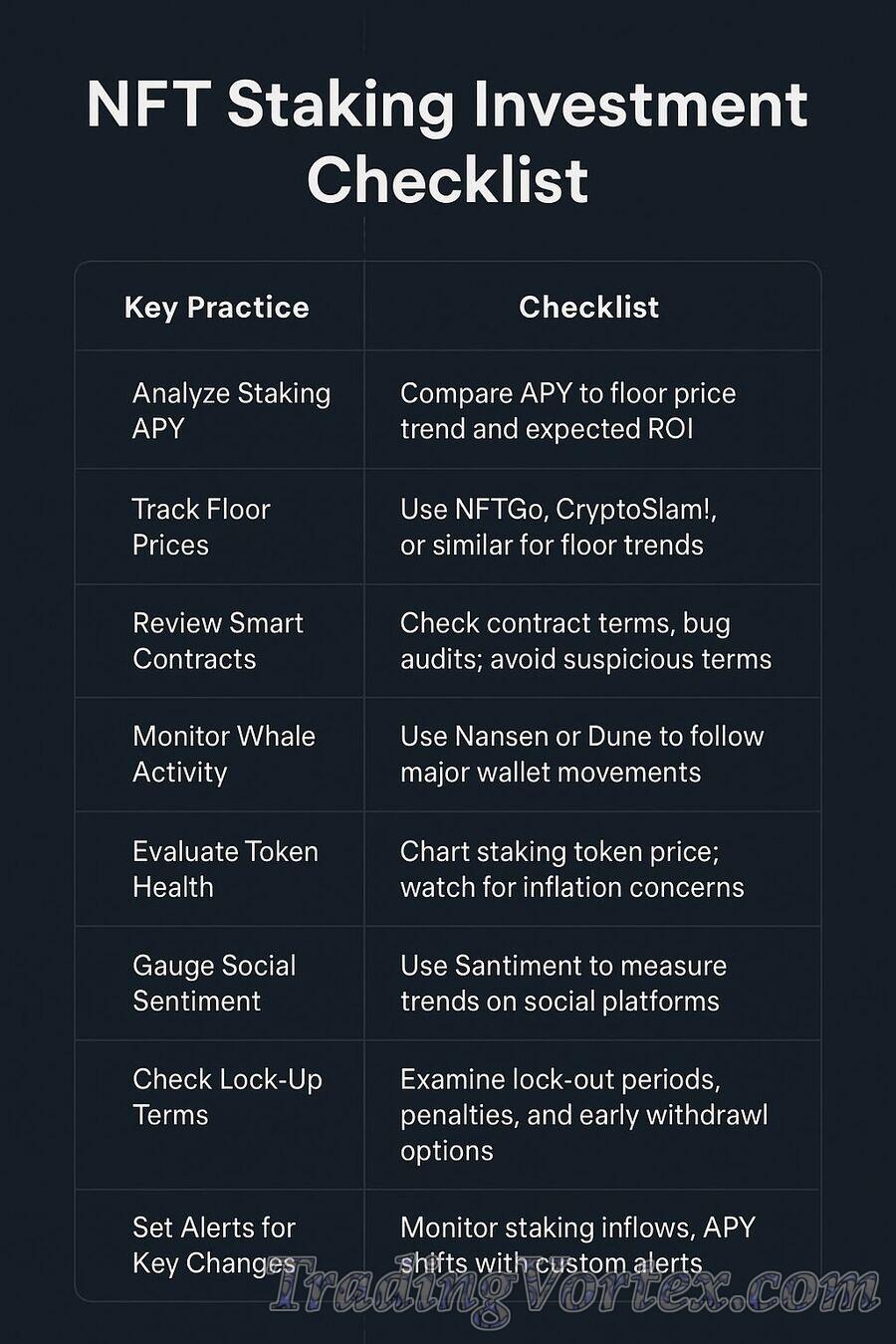 NFT Staking Investment Checklist