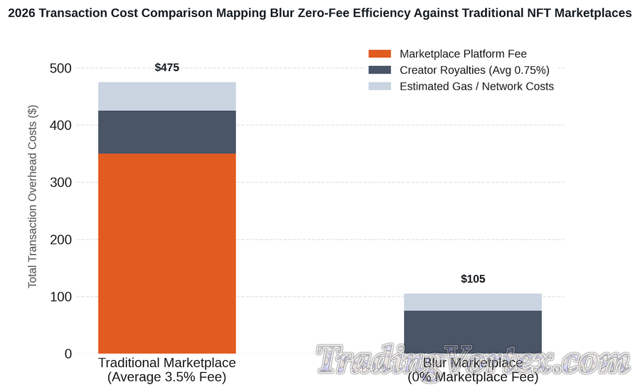 2026 Transaction Cost Comparison Mapping Blur Zero-Fee Efficiency Against Traditional NFT Marketplaces