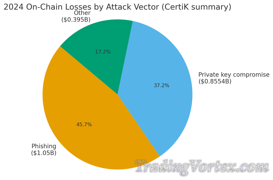 2024 On-Chain Losses by Attack Vector (pie chart)