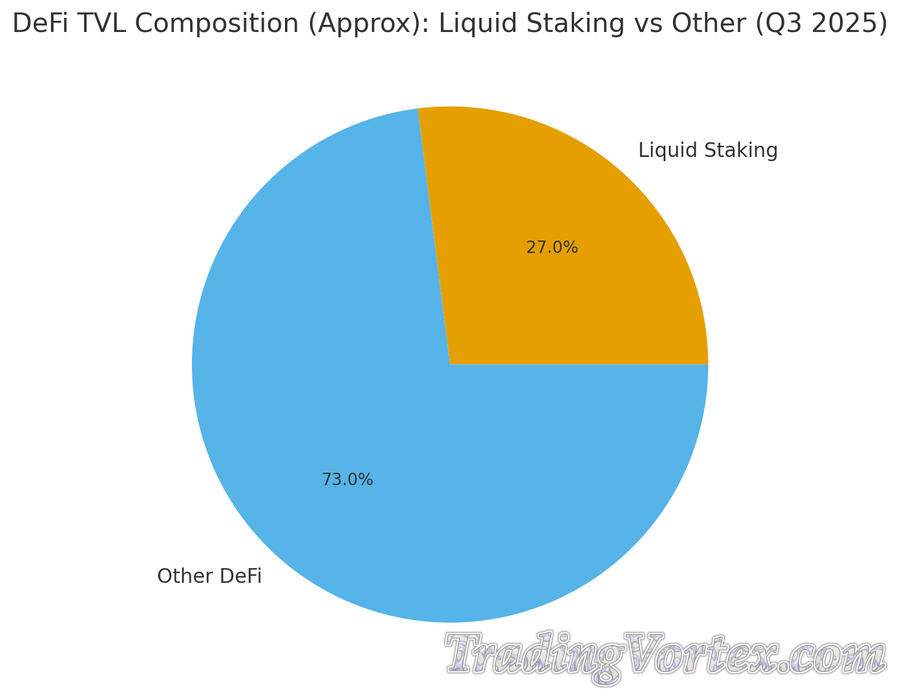 DeFi TVL Composition (Approx): Liquid Staking vs Other (Q3 2025)