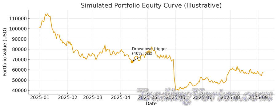 Simulated Portfolio Equity Curve and Drawdown Trigger (line chart)
