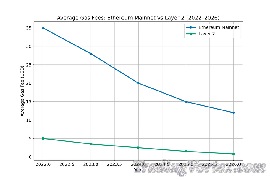 Average Gas Fees: Ethereum Mainnet vs Layer 2 (2022&ndash;2026)